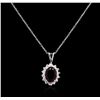 Image 1 : 2.53 ctw Green Tourmaline and Diamond Pendant With Chain - 14KT White Gold