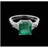 Image 2 : 3.23 ctw Emerald and Diamond Ring - 14KT White Gold