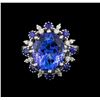 Image 2 : 14KT White Gold 9.22 ctw Tanzanite, Sapphire and Diamond Ring