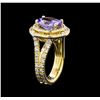 Image 4 : 4.15 ctw Tanzanite and Diamond Ring - 14KT Yellow Gold