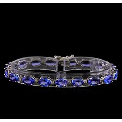 14KT White Gold 16.66 ctw Tanzanite and Diamond Bracelet