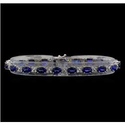 14KT White Gold 11.80 ctw Sapphire and Diamond Bracelet