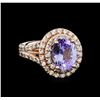 Image 1 : 3.94 ctw Tanzanite and Diamond Ring - 14KT Rose Gold