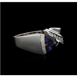 1.70 ctw Tanzanite and Diamond Ring - 14KT White Gold