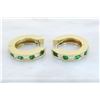 Image 2 : 0.40 ctw Diamond and Emerald Earrings - 14KT Yellow Gold