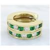 Image 3 : 0.40 ctw Diamond and Emerald Earrings - 14KT Yellow Gold