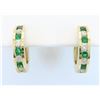 Image 7 : 0.40 ctw Diamond and Emerald Earrings - 14KT Yellow Gold