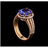 Image 4 : 14KT Rose Gold 2.92 ctw Tanzanite and Diamond Ring