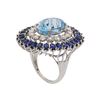 Image 4 : 9.13 ctw Aquamarine, Sapphire and Diamond Ring - 18KT White Gold
