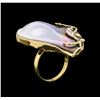 Image 4 : 14KT Yellow Gold Mother of Pearl and Diamond Ring