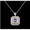 Image 2 : 14KT Yellow Gold 2.01 ctw Tanzanite and Diamond Pendant with Chain