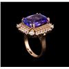 Image 4 : 12.73 ctw Tanzanite and Diamond Ring - 14KT Rose Gold