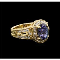 14KT Yellow Gold 2.70 ctw Tanzanite and Diamond Ring