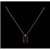 Image 2 : 14KT Rose Gold 14.49 ctw Amethyst and Diamond Pendant With Chain