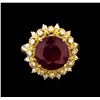 Image 2 : 14KT Yellow Gold 6.86 ctw Ruby and Diamond Ring