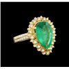 Image 1 : 14KT Yellow Gold 3.82 ctw Emerald and Diamond Ring