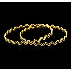 22KT Two-Tone Gold Fancy Bangle Bracelets