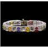 Image 1 : 14KT White Gold 20.04 ctw Multi Gemstone and Diamond Bracelet