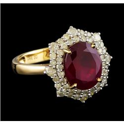 3.52 ctw Ruby and Diamond Ring - 14KT Yellow Gold