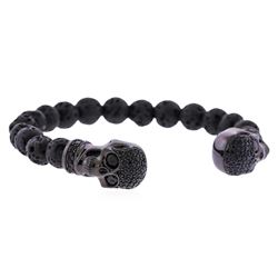 Cozmo Sterling Silver Black Crystal Skull Cuff Bracelet