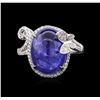 Image 2 : 18KT White Gold 9.03 ctw Tanzanite and Diamond Ring