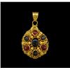 Image 1 : 22KT Yellow Gold 2.54 ctw Sapphire and Ruby Pendant