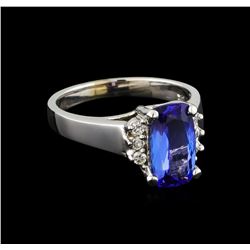 2.57 ctw Tanzanite and Diamond Ring - 14KT White Gold