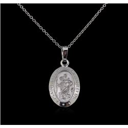 14KT White Gold Religious Pendant With Chain