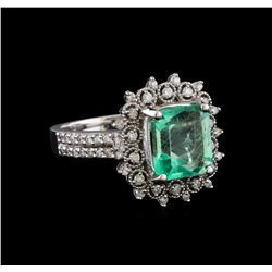 2.83 ctw Emerald and Diamond Ring - 14KT White Gold