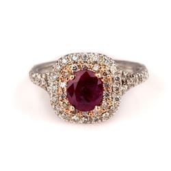 1.25 ctw Ruby and Diamond Ring - 14KT Two-Tone Gold