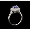 Image 4 : 2.80 ctw Tanzanite and Diamond Ring - 14KT White Gold