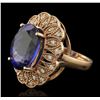 Image 1 : 14KT Rose Gold 11.28 ctw Tanzanite and Diamond Ring