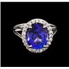 Image 2 : 3.40 ctw Tanzanite and Diamond Ring - 14KT White Gold