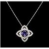 Image 2 : 14KT White Gold 2.78 ctw Tanzanite and Diamond Pendant with Chain