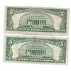 Image 2 : 1953 $5 Silver Certificate Currency Lot of 2