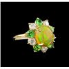 Image 1 : 2.48 ctw Opal, Tsavorite and Diamond Ring - 14KT Yellow Gold