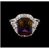 Image 2 : 4.07 ctw Ametrine and Diamond Ring - 14KT White Gold