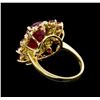 Image 3 : 10.65 ctw Ruby and Diamond Ring - 14KT Yellow Gold