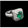 Image 1 : 2.39 ctw Emerald and Diamond Ring - 14KT White Gold