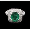 Image 2 : 2.39 ctw Emerald and Diamond Ring - 14KT White Gold