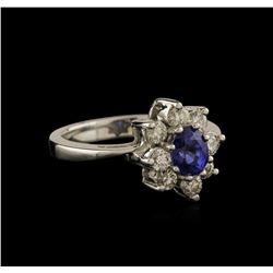 1.17 ctw Sapphire and Diamond Ring - 14KT White Gold