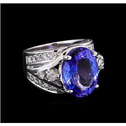 8.75 ctw Tanzanite and Diamond Ring - 14KT White Gold