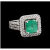 Image 1 : 1.48 ctw Emerald and Diamond Ring - 14KT White Gold