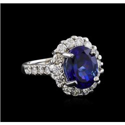 5.63 ctw Tanzanite and Diamond Ring - 14KT White Gold