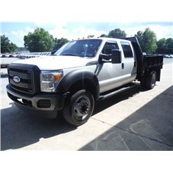 2012 FORD F550 FLATBED TRUCK VIN/SN:1FD0W5GY8CEA44189 - crew cab, V10 gas, A/T, 9' steel flatbed w/ 