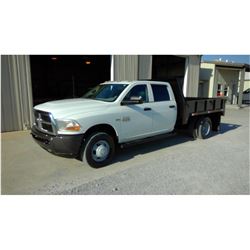 2011 DODGE 3500 FLATBED TRUCK VIN/SN:3D6WF4CT3BG570427 - crew cab, V8 Gas, A/T, 9' steel flatbed w/ 
