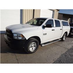 2013 DODGE 1500 PICKUP TRUCK VIN/SN:1C6RR7KPXDS592279 - 4x4, crew cab, V8 gas, A/T, AC, camper shell