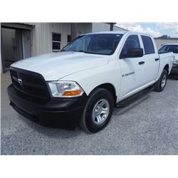 2012 DODGE 1500 PICKUP TRUCK VIN/SN:1C6RD7KPXCS283280 - 4x4, crew cab, V8 gas, A/T, AC, bed cover, o