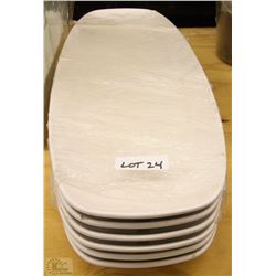 LOT OF 6 WHITE MELAMINE LONG SERVING TRAYS