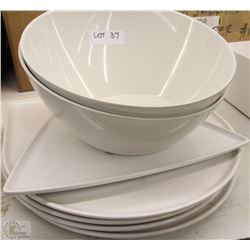 LOT OF WHITE DISHES INC BOWLS/TRAYS ETC